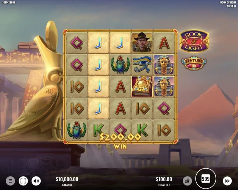 Book of Lights – vinnerlinje i grunnspillet med Multiplier Wild